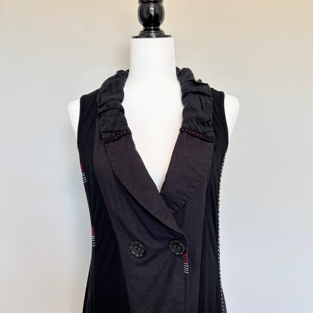 Tunic Vest Laganlook Whimisgoth Layered Pockets Artsy Ruffle Black Size Small - Picture 3 of 13